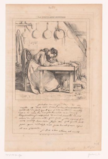 Woman writing a letter in the kitchen