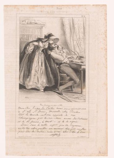 Woman reading a letter to her husband