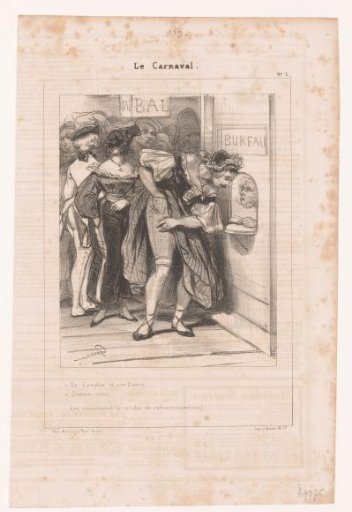 Man paying a ticket for a masked ball