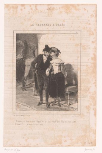 Masked Woman Whispers in the Ear of Her Chaperon