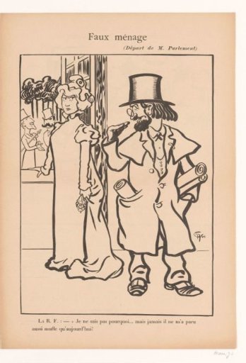 Caricature of Marianne and Monsieur Parlement