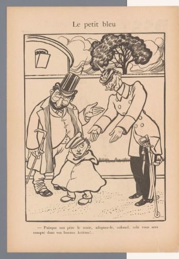 Caricature of Colonel Picquart adopting a Jewish boy