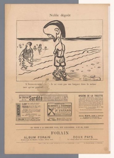 Caricature of an intellectual at the beach