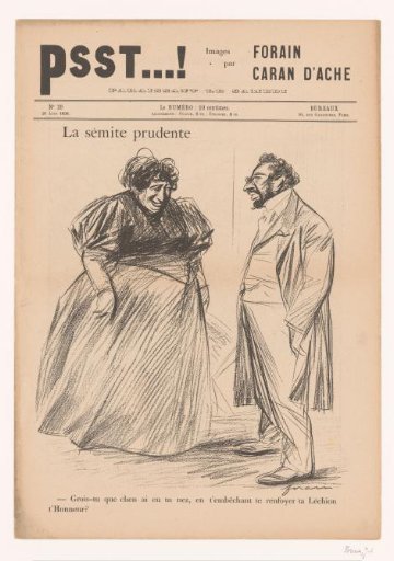 Caricature of Alfred Dreyfus and a Jewish woman
