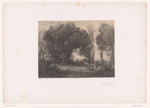 Nymphs and satyrs dancing in a wood