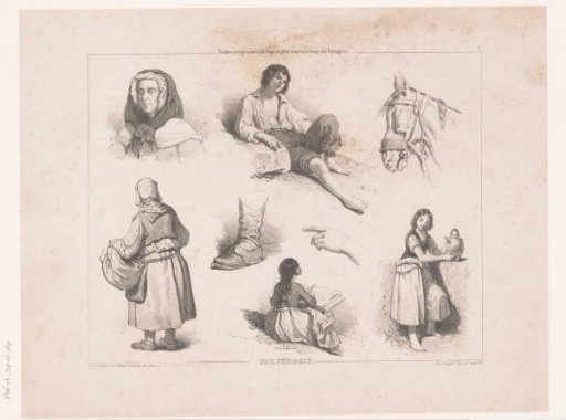 Eight studies of figures and details