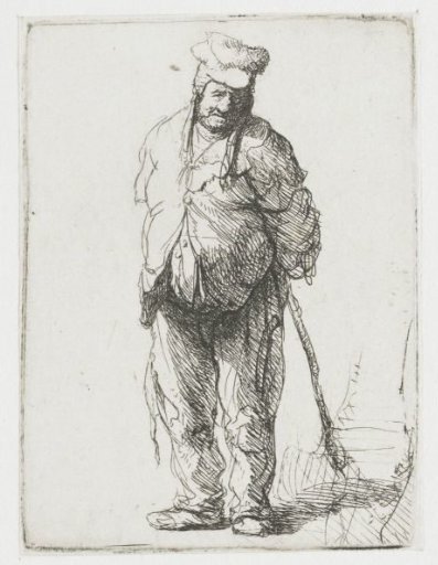 Ragged peasant with his hands behind him