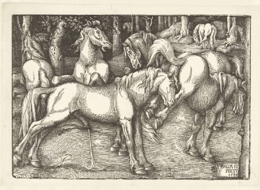 Group of Six Fighting Horses