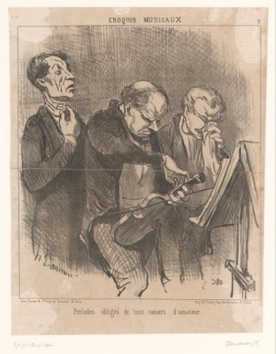 Three amateur musicians before a concert