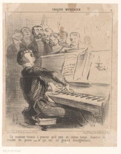 Caricature of a singing pianist