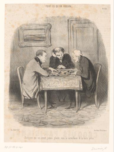 Three old men play a board game
