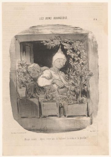 Couple watering plants in the window