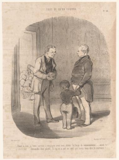 Schoolteacher with whip offers his services to a father