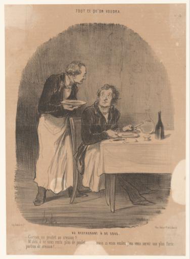 Man orders from the waiter in a restaurant