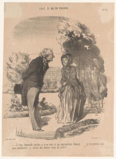 Man gives a woman a compliment in the park