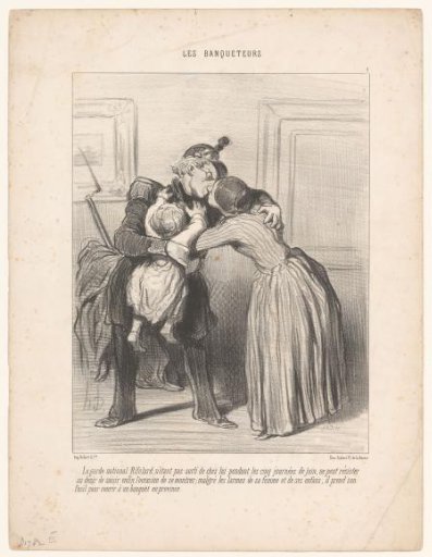 Soldier Rifolard embraces his wife and child