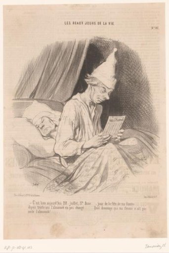 Old man with a calendar in bed
