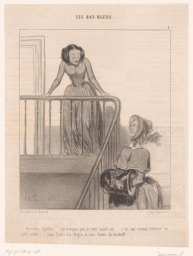 Two women saying goodbye in a staircase