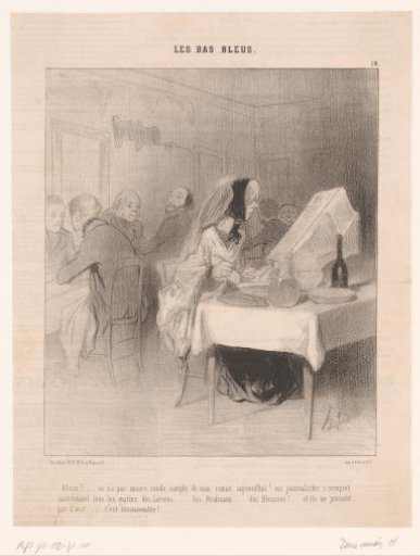 Female writer reading the newspaper in a restaurant