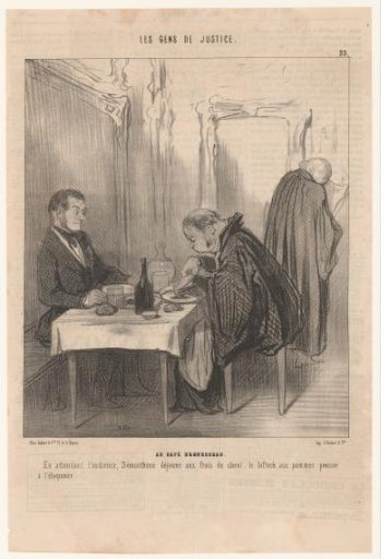 Lawyer dining at a restaurant at his client's expense
