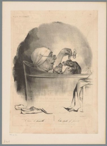 Man with two dogs in the bath