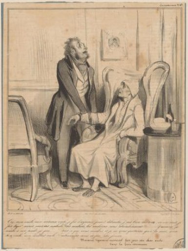 Robert Macaire at his dying uncle's bedside