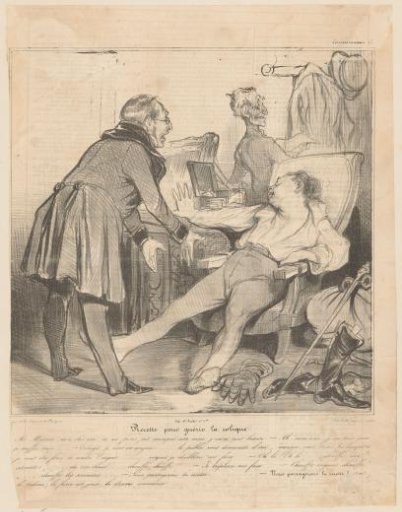 Robert Macaire pretends to be ill in front of his boss