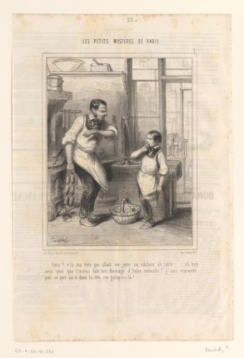 Butcher giving his helper a scolding