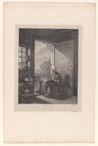 Reading Woman with Child in the Doorway of a House