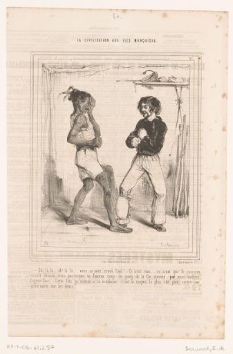 Caricature of Two Men During a Combat Exercise