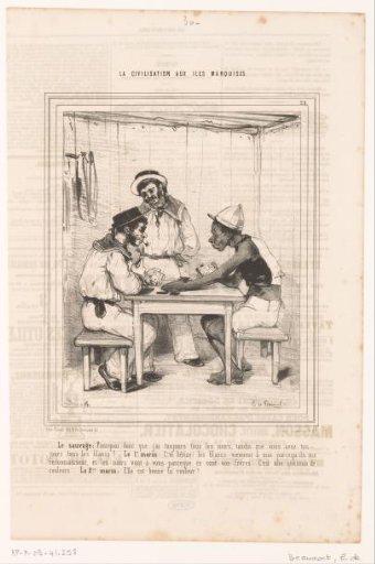 Caricature of Two Men Playing Dominoes