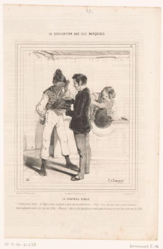 Caricature of Two Men with a Top Hat