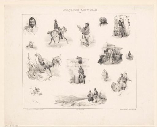 Fourteen views from daily life with various human figures and animals