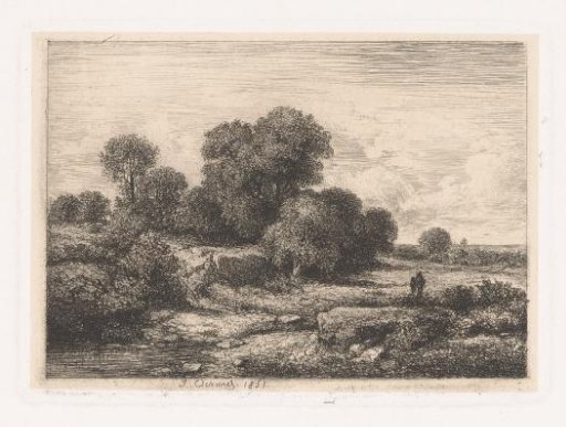Figures in a Riverbed with Trees