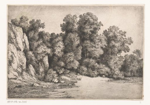 Trees by a Rock Face