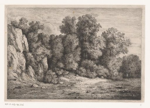 Trees by a Rock Face