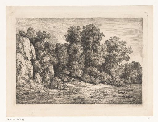 Trees by a Rock Face
