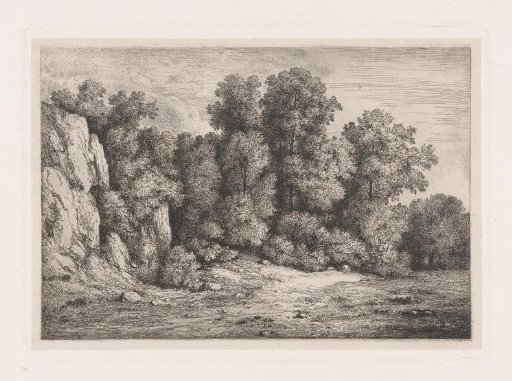 Trees by a Rock Face