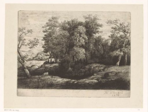 Figures Resting under a Tree at the Edge of the Forest