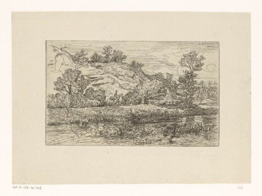 Landscape with a rider along a river