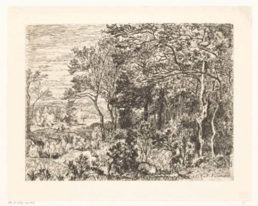 Figures at the edge of a forest