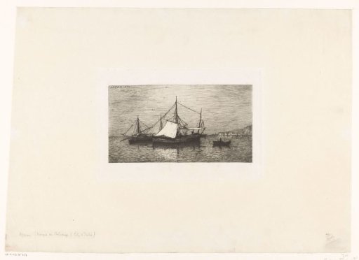 Ships at sea with coastline in the background