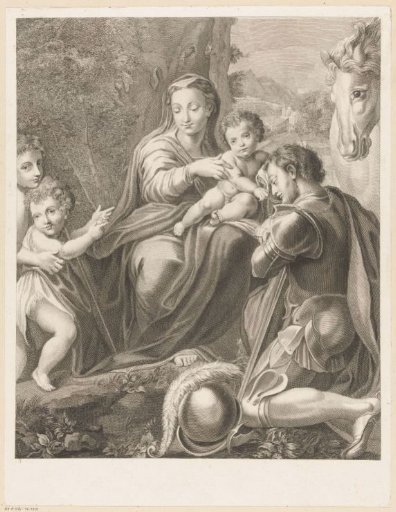 Saint George kneeling before the Madonna with Child and John the Baptist