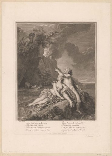 Galatea and Acis watched by Polyphemus