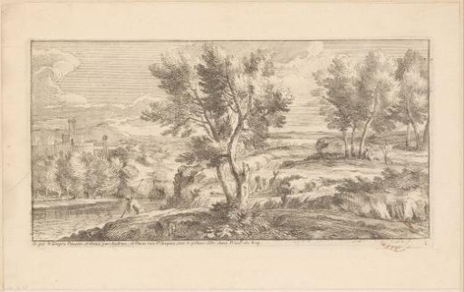 River landscape with fishermen