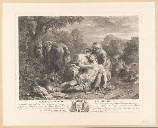 Erminia tending to Tancredi on the battlefield