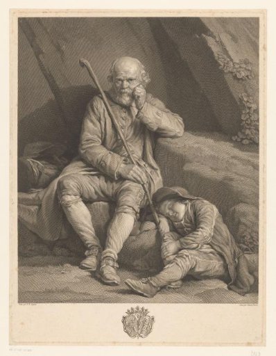 Resting old man and sleeping child