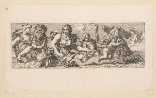 Nereid on a Chariot Drawn by Hippocampi, Surrounded by Putti