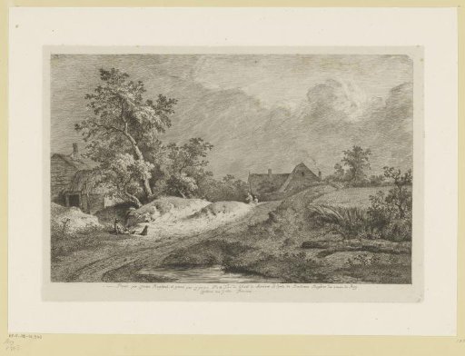 Landscape with two houses near a cornfield