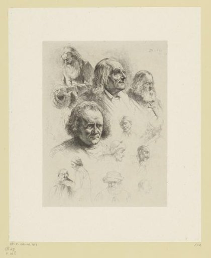 Composition with thirteen heads of men of different ages
